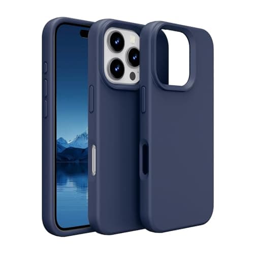 PinLiSheng Designed for iPhone Case, Liquid Silicone with [Soft Anti-Scratch Microfiber Lining] Shockproof Protective Phone Case for iPhone (Dark Blue, iPhone 16 Pro) Cellular phone case