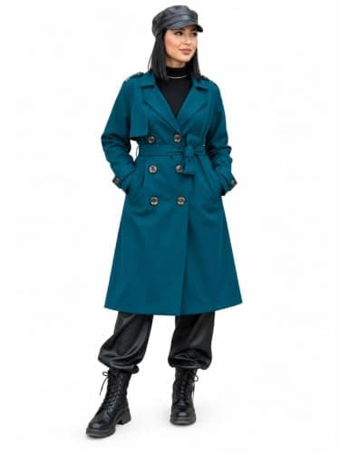 Petrol Women's Double Button Belt Trench Coat | Petroleum, Double Buttons, Waistband