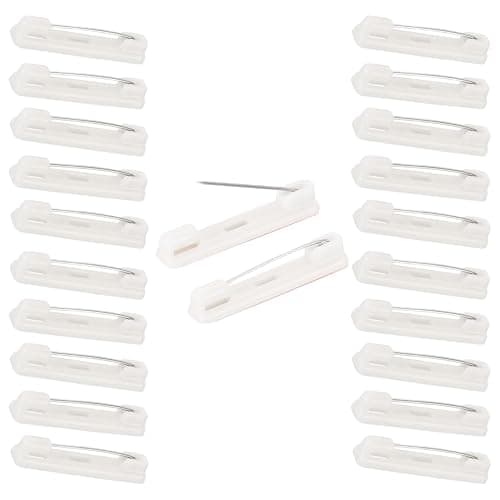 20 Pieces 31mm Safety Pins Back Brooch Pin for ID Badges Name Tags DIY Crafts White Sharp pin