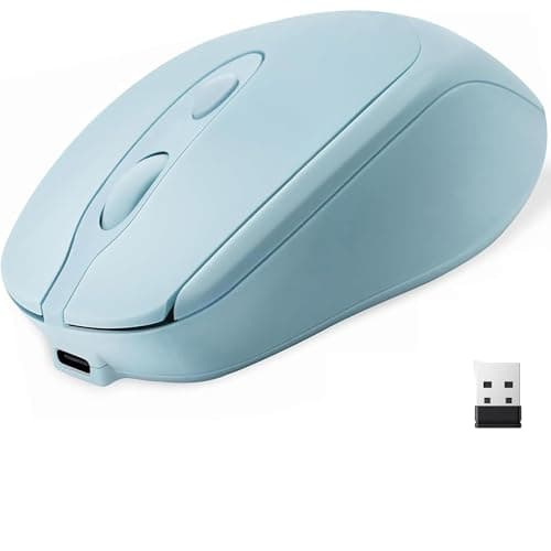 M256 Dual Mode Wireless Mouse – Bluetooth 5.2 & 2.4GHz Silent Ergonomic Mouse, Rechargeable USB-C, Adjustable 1600 DPI, Portable for Laptop, PC & MacBook, Blue Input mouse