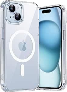 Case Cover Transparent (Compatible with iphone 15) Protective Phone Case with Frame And Magnetic Feature Anti Yellowing Supports Wireless Charging Lightweight and Durable (Clear)