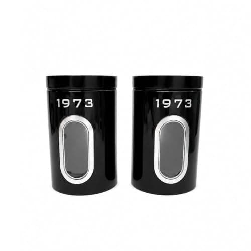 1.5L Kitchen Canisters for Coffee Sugar Spices 2 Piece Metal Storage Jars