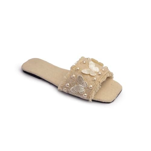 Women's Burlap Flat Sleeper 37 | Sliper Flat for Women