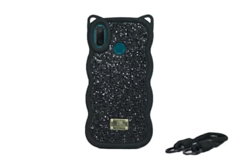 Diamond Glitter Case for HuaweiY9 2019, Luxury Crystal Wavy Glitter Soft Silicone Case (Black) Cellular phone case
