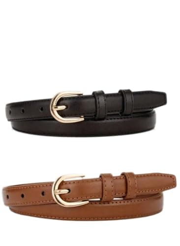 2pcs Solid Color Casual PU Leather Belt, Minimalist Design, Suitable For Women In Summer, Shirt