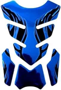 Motorcycle Car Fuel Tank Protector Sticker 3D Racing Style Scratch Resistant 4 Pieces - Blue * Black Sticker decal