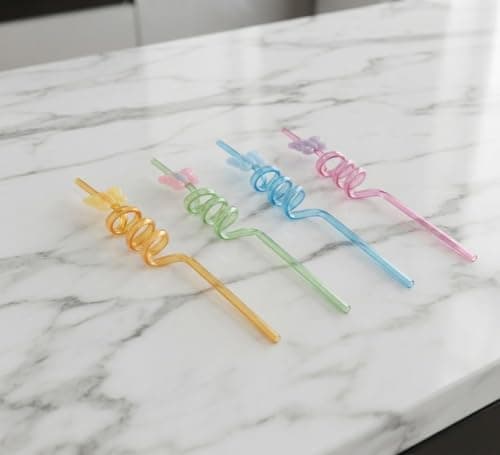 4Pcs Butterfly Acrylic Straw Set Multi-Color Reusable Drinking Straws