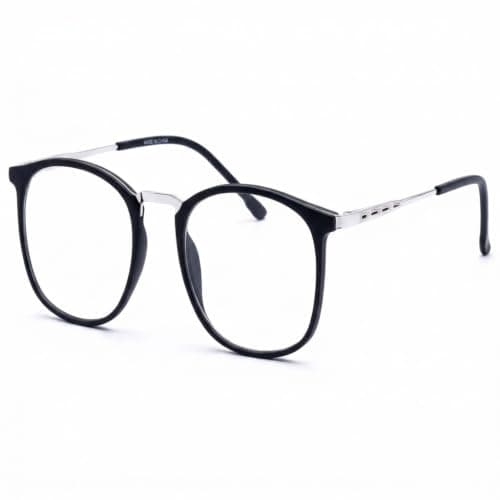 Square Prescription Eyeglasses, Black Frame with White Arm, Modern Design