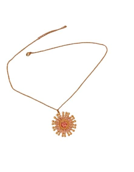White Rose Sunflower Necklace, Gold Tone Necklace With Rose Flower Necklace-Mg_st10012