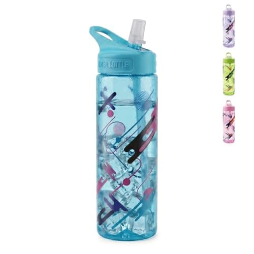 Water Bottle 650ml with Carry Handle, BPA-Free Leak-Resistant Plastic Sports Bottle for Gym, School, Fitness, Travel and Outdoor Activities, FL-236-B, Blue