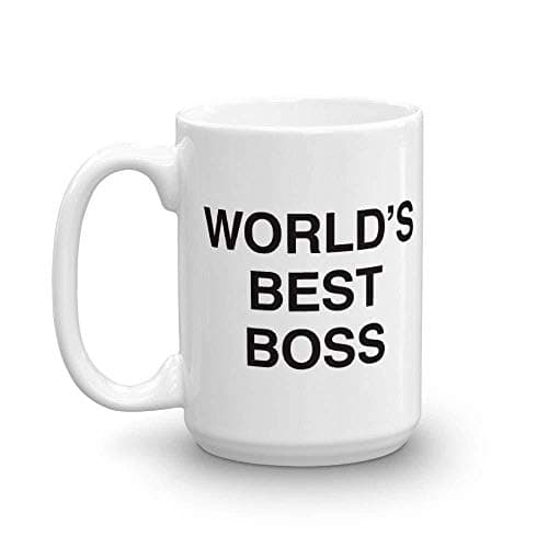 The Office World's Best Boss Dunder Mifflin Ceramic Mug, White 15 oz - Official Michael Scott Mug As Seen On The Office Drinking cup