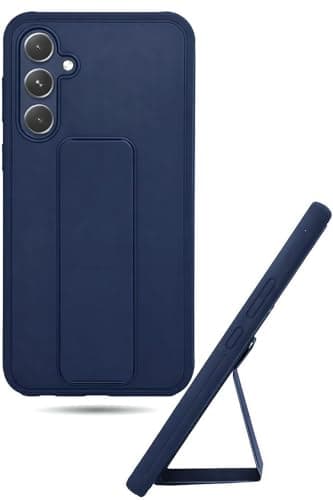 Back Cover Stand Case FOR SAMSUNG GALAXY S24 PLUS Magnetic Car Holder Soft Silicone Horizontal & Vertical Kickstand Cover Wrist Strap Full protection Anti Fingerprint Case (Blue) Cellular phone case