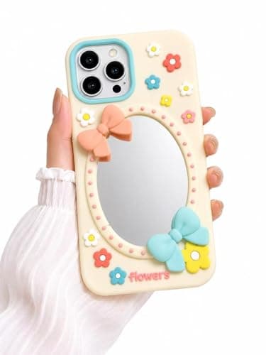 Ecosystem Stylish 3D Cartoon Case for iPhone14 Pro Max/15 Pro Max/iphone 13Pro Max, All-Round Protection, Anti-Slip Cover,Scratch-Resistant,and Fun Aesthetic Cover (A3 With Mirror)