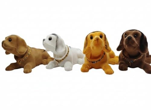 Rocking Head Figurine, Cute Car Decoration Creative Interior Car Accessories Dashboard Decoration (4pcs White Dark Brown Light Brown Orange) sacar