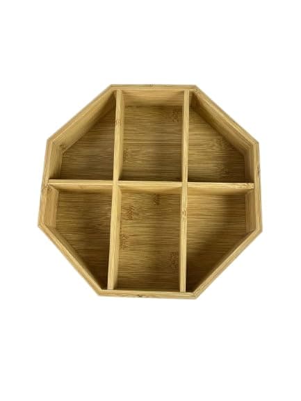Wooden Divided Serving Plate for Tasalia and Nuts – Octagonal Design for Serving Chocolates and Desserts – Suitable for Hospitality, Gathering and Serving Multiple Types of Tas