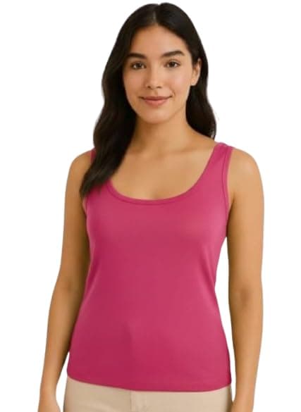 Ajyal Women's Sleeveless Tank Top, Fitted Style, Scoop Neck, Premium Cotton Shirt