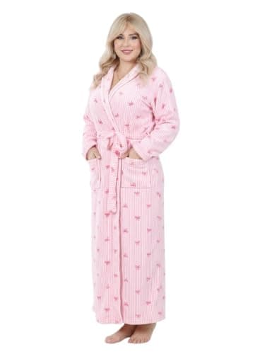 Bowler Women's Winter Robe Bowknot Fashion Rose One Size | Soft and warm fabric,Elegant shawl collar,Tie up strap,Loose long design, suitable for home