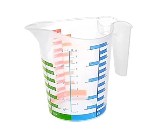 1000ml Measuring Jar - 1 Liter - Safe, Healthy and Pure Extra Strong Plastic - 3 Way Color Listed for Easy Reading
