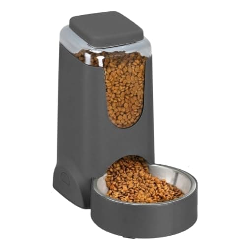 Automatic Gravity Pet Feeder Dry Food Dispenser 2.5kg Capacity with Removable Stainless Steel Bowl for Cats and Dogs Non-Electric Self-Feeding Storage Tower Assorted Colors