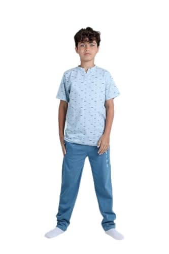 junior Baby Boys Rouned Printed Short Sleeves Set (T-Shirt & Pant) Bathrobe Pajamas