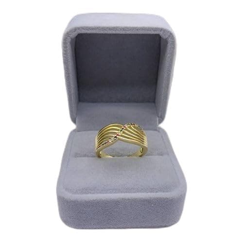 3 Diamonds 292474661779640 Gold-Plated Interwoven Ring With Multi-Color Stone Accents For Women-1