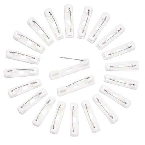 20 Pieces 37mm Safety Pins Back Brooch Pin for ID Badges Name Tags DIY Crafts White Sharp pin