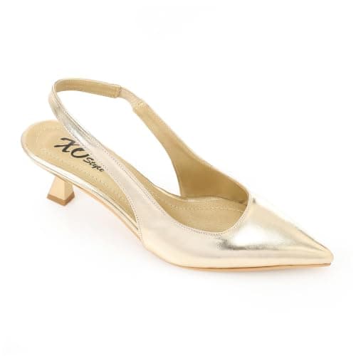 Women's Classic White Pointed-Toe Pumps 3CM | Soft Inner Cushioning, Formal & Party Wear, Metallic Finish, Timeless Classic Style, Lightweight & Durable Shoes