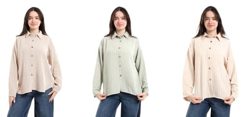 Red Circle Womens Bundle of 3 Oversized Button-Down Tunic Shirt Bundle of 3 Oversized Button-Down Tunic Shirt