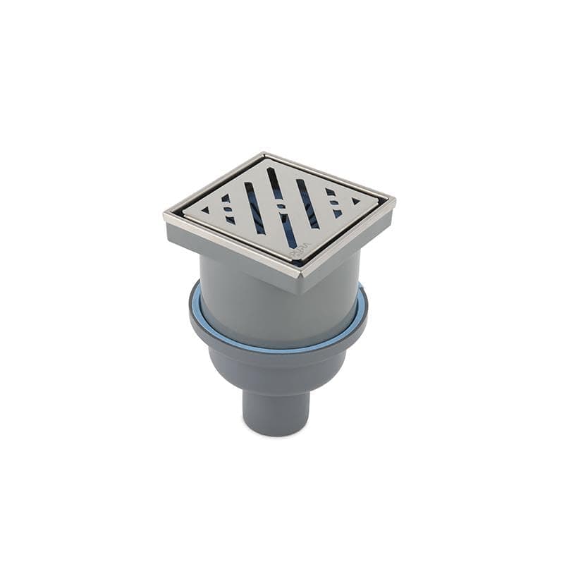 C K S PURA Stainless Steel Floor Drain 10x10cm 15x15cm 20x20cm Square Shower Drain DN50 Anti Odor Drain Cover Horizontal Vertical Outlet for Bathroom Kitchen Balcony (10 x 10 cm, Vertical) Drain strainer