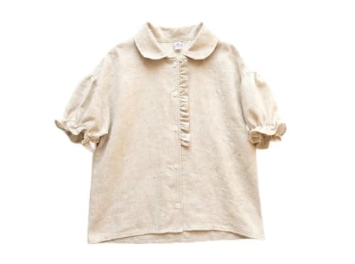 Billion Girls Casual Short-Sleeve Blouse With Peter Pan Collar And Ruffle Placket, Summer Top, SG26-313 Shirt