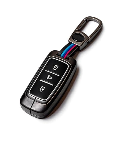 Car Key Fob Cover with Keychain Full Protection Metal Key Case Compatible with Chery Gray Key Ring Colorful Stripes Sport Pattern