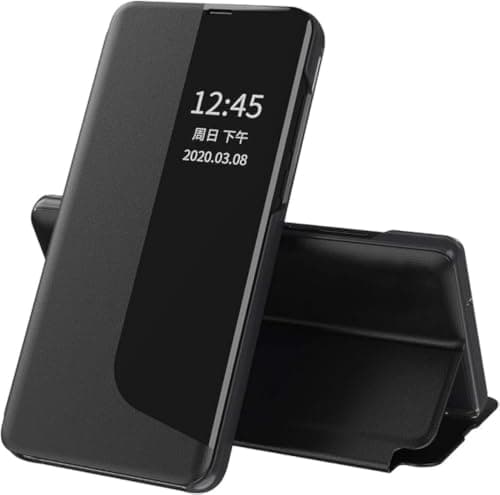 Case For (Compatible with Xiaomi Poco F6),Flip Premium PU Leather Case Business Display Window Folio Kickstand Protective Phone Cover Not Original (Black) Cellular phone case