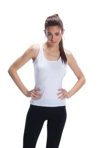 CARINA Women Cotton Sleeveless Tank Top White L