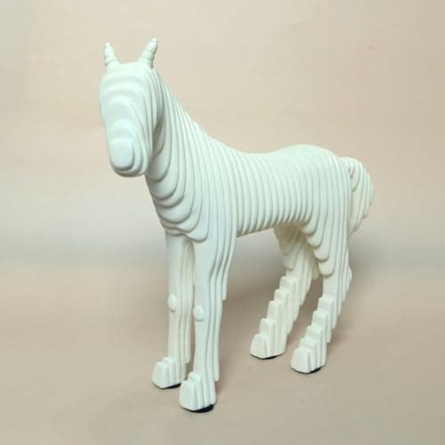 Generic Modern 3D Layered Horse Sculpture, Black Decorative Art Piece (white)