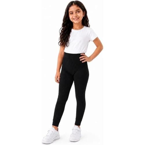Girls Comfortable Stretch Leggings Soft Fabric Elastic Waist Daily Wear School Sports Wear Lightweight Flexible Movement Size 6 to 10 Years Pants