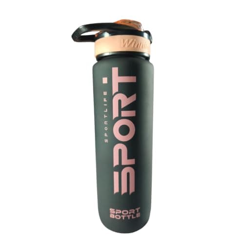 MD STAY FIT 1000ml Sports Water Bottle with Straw – Leak-Proof Gym Bottle with Capacity Markings & Carry Strap, Green