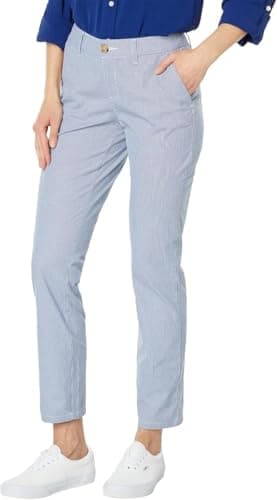 Tommy Hilfiger Hampton Chino Lightweight Pants for Women with Relaxed Fit, Blue/White, 6