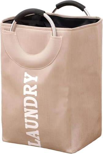 Foldable Laundry Hamper - Linen Fabric Basket for Easy Storage Large Foldable Dirty Clothes Bag with Handle Portable Laundry Hamper for Home Use