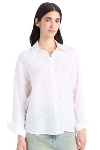 DeFacto Womens Casual Oversize Fit Shirt Neck Long Sleeve Woven Top Long Sleeve Shirt Shirt (pack of 1)