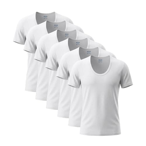 Dice Men's White O-Neck Underhirts, Short Sleeve Everyday Wear, Pack of 6 Shirt
