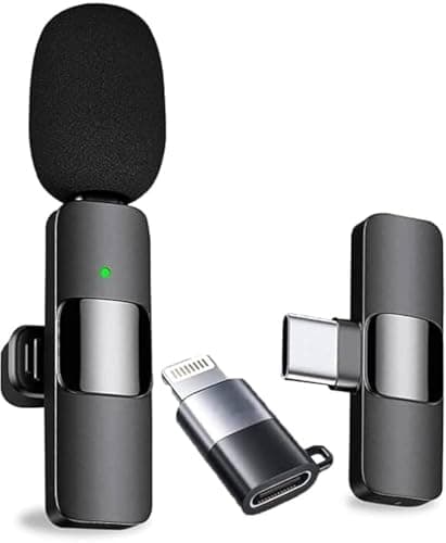 K8 Wireless Microphone, 2 in 1 Portable Mini Digital Microphone 2.4GHz Recording Clip with Receiver