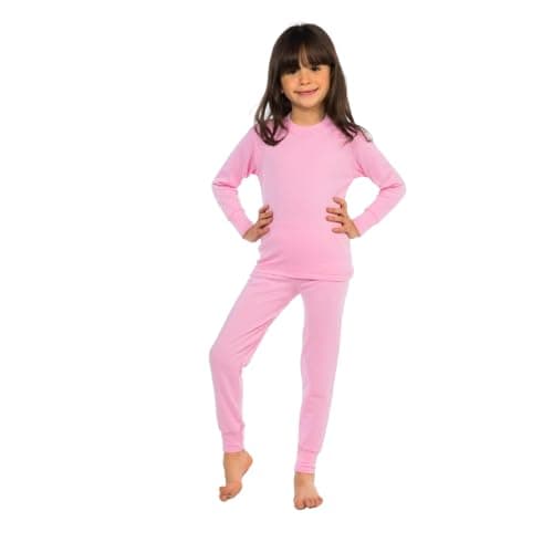 Cotton Zone Kids boys and girls organic cotton thermal Underwear set rose Coordinated outfit