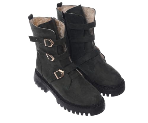 B&W womens B&W-W056-Olive Sneaker Boot