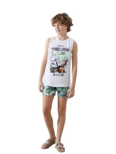 LC WAIKIKI Boy Crew Neck Star Wars Printed Boys' Tank Top and Marine Shorts