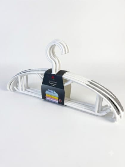Heavy Reinforced Plastic Clothes Hangers Set of 5, Large Multi-Purpose Hangers with Silicone Non-Slip Pads, 2 Hooks for Hanging Light Clothes and Top for Graffites, Scarves