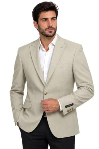 Men's Linen Blazer - Beige | Linen Fabric, Beige