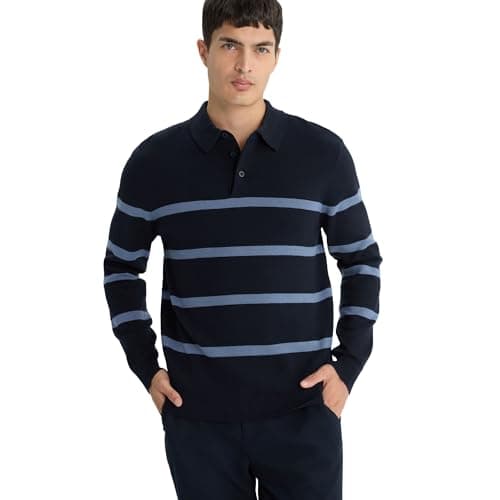 DeFacto Mens Standart Fit Polo Neck LONG SLEEVE Tricot Pullover F2772AX Pullover (pack of 1) Sweater