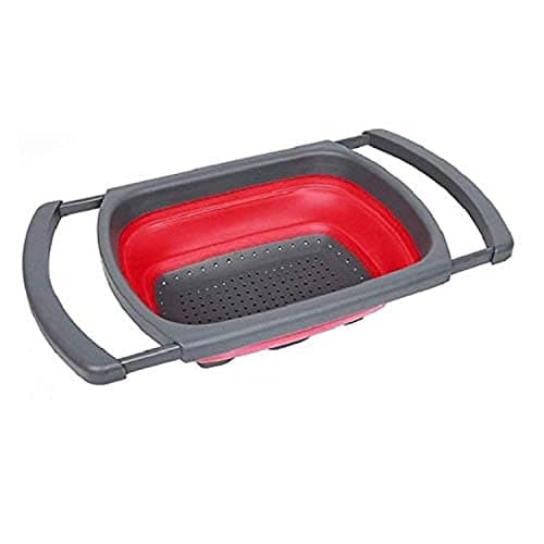 Collapsible Kitchen Colander Silicone Washing Basket Strainer with Extendable Handles Food strainer