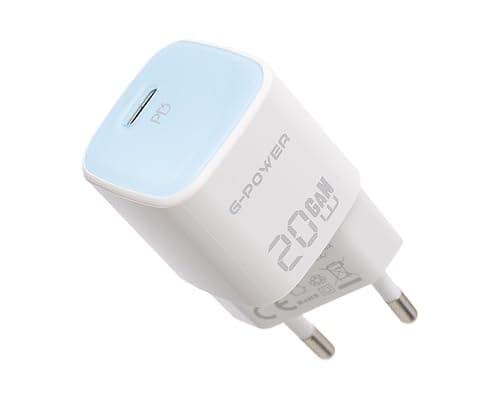 G-Power GP-C24 20W Single USB-C Qualcomm Quick Charger Compatible with iPhone 16/14/14 Plus/14 Pro/14 Pro Max/13, Samsung, Xiaomi, Pixel 4/3, iPad/iPad - Blue (Warranty 12 months) Charging adapter