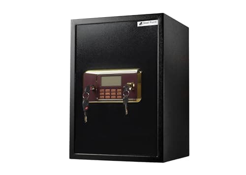 SteelPoint UltraSafe 58L Home or Office Safe for Jewelry, Passports, Cash and Important Papers, Digital Lock with Emergency Keys, Steel Construction, Size 35 x 33 x 50 cm (W x D x H), Black